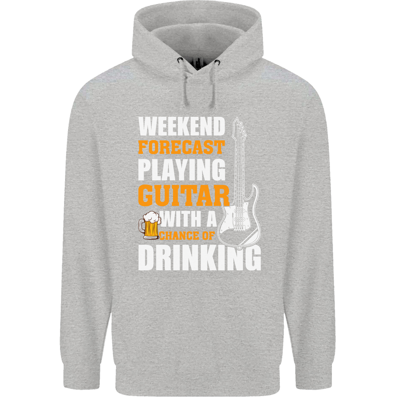 Guitar Forecast Funny Beer Alcohol Childrens Kids Hoodie Sports Grey