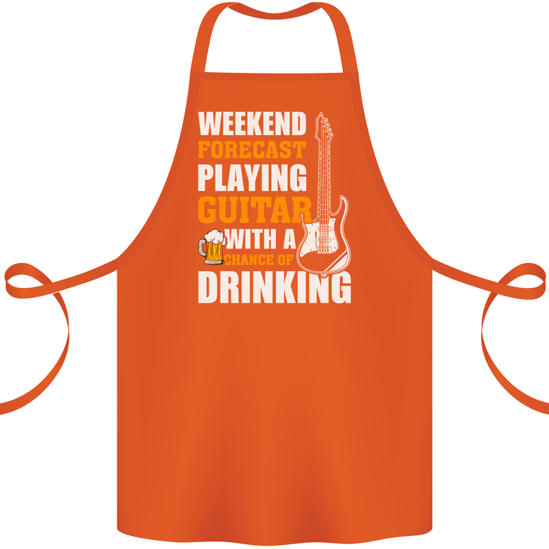 Guitar Forecast Funny Beer Alcohol Cotton Apron 100% Organic Orange