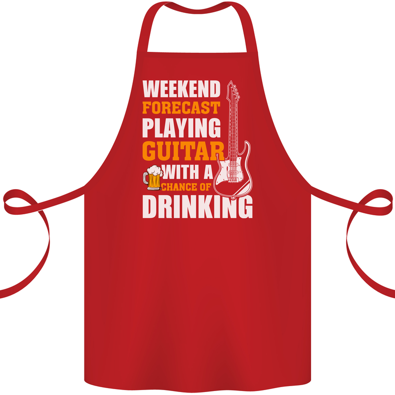 Guitar Forecast Funny Beer Alcohol Cotton Apron 100% Organic Red