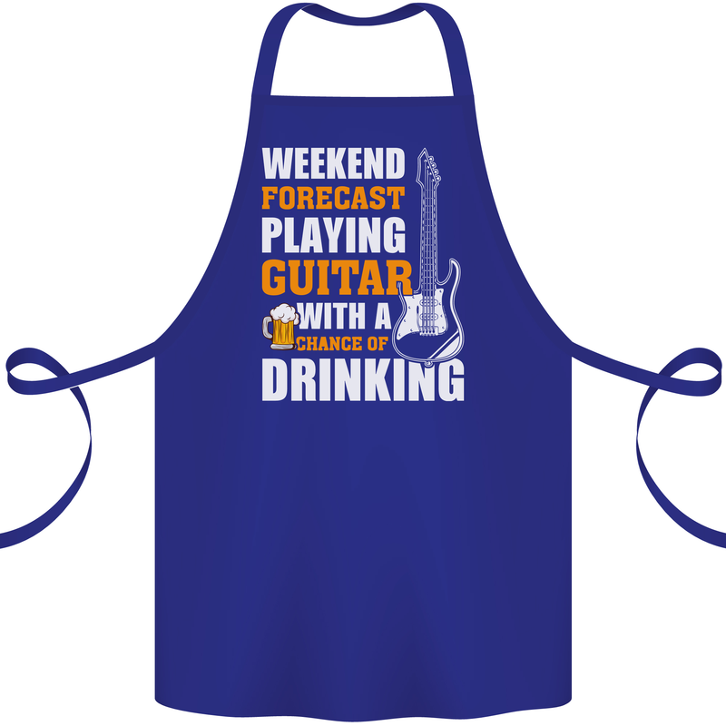 Guitar Forecast Funny Beer Alcohol Cotton Apron 100% Organic Royal Blue