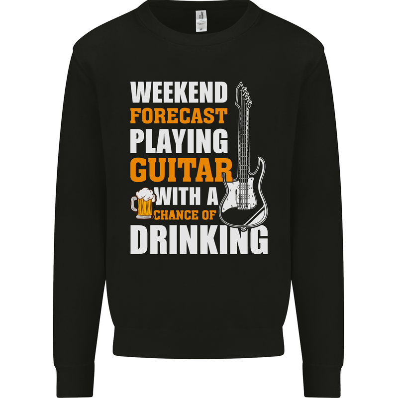 Guitar Forecast Funny Beer Alcohol Kids Sweatshirt Jumper Black