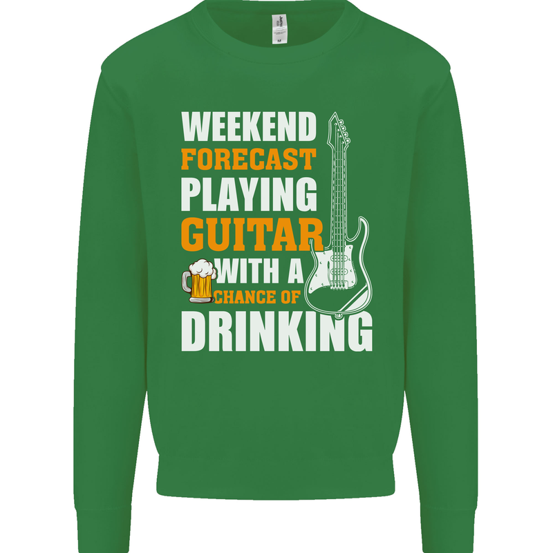 Guitar Forecast Funny Beer Alcohol Kids Sweatshirt Jumper Irish Green