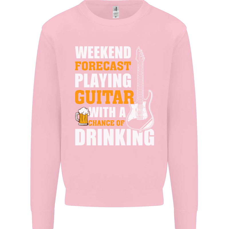 Guitar Forecast Funny Beer Alcohol Kids Sweatshirt Jumper Light Pink