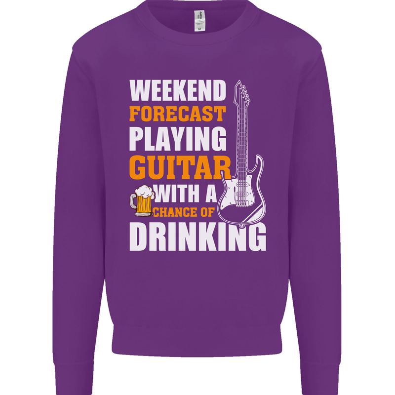 Guitar Forecast Funny Beer Alcohol Kids Sweatshirt Jumper Purple