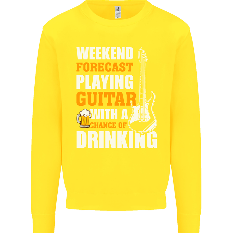 Guitar Forecast Funny Beer Alcohol Kids Sweatshirt Jumper Yellow