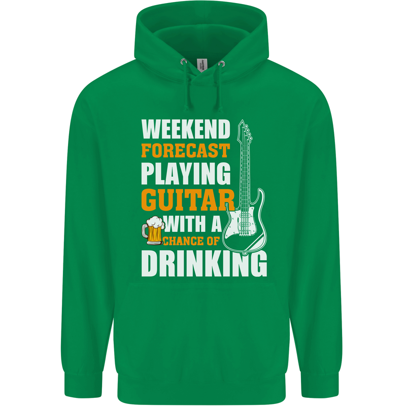 Guitar Forecast Funny Beer Alcohol Mens 80% Cotton Hoodie Irish Green