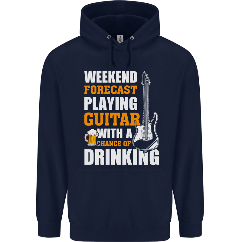 Guitar Forecast Funny Beer Alcohol Mens 80% Cotton Hoodie Navy Blue