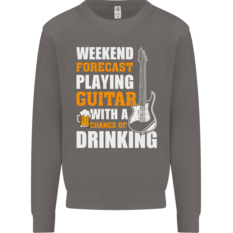 Guitar Forecast Funny Beer Alcohol Mens Sweatshirt Jumper Charcoal