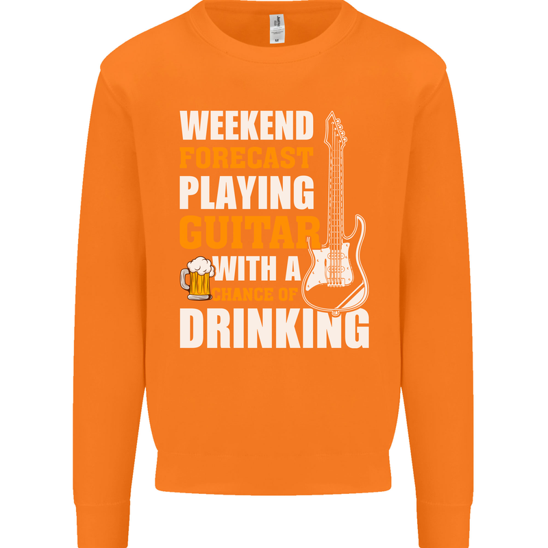 Guitar Forecast Funny Beer Alcohol Mens Sweatshirt Jumper Orange