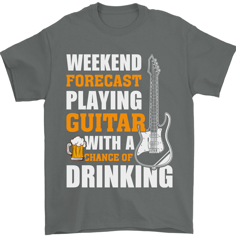 Guitar Forecast Funny Beer Alcohol Mens T-Shirt 100% Cotton Charcoal