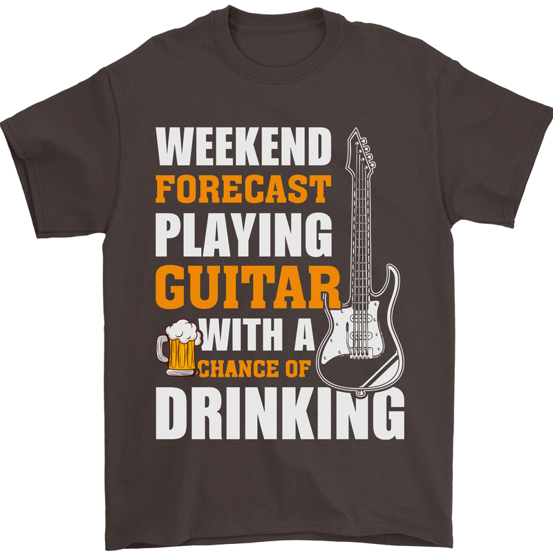 Guitar Forecast Funny Beer Alcohol Mens T-Shirt 100% Cotton Dark Chocolate