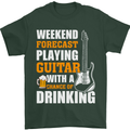 Guitar Forecast Funny Beer Alcohol Mens T-Shirt 100% Cotton Forest Green