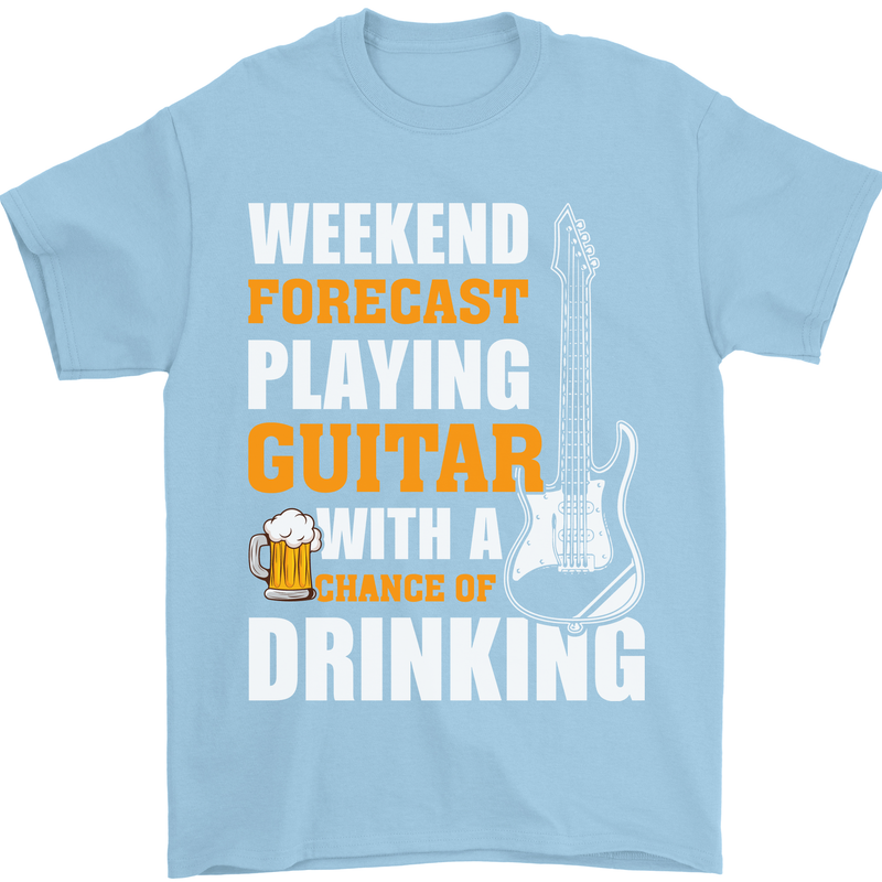 Guitar Forecast Funny Beer Alcohol Mens T-Shirt 100% Cotton Light Blue