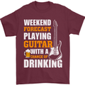 Guitar Forecast Funny Beer Alcohol Mens T-Shirt 100% Cotton Maroon