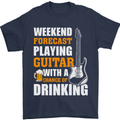 Guitar Forecast Funny Beer Alcohol Mens T-Shirt 100% Cotton Navy Blue