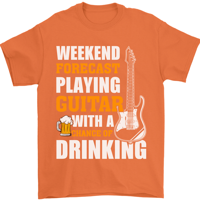 Guitar Forecast Funny Beer Alcohol Mens T-Shirt 100% Cotton Orange