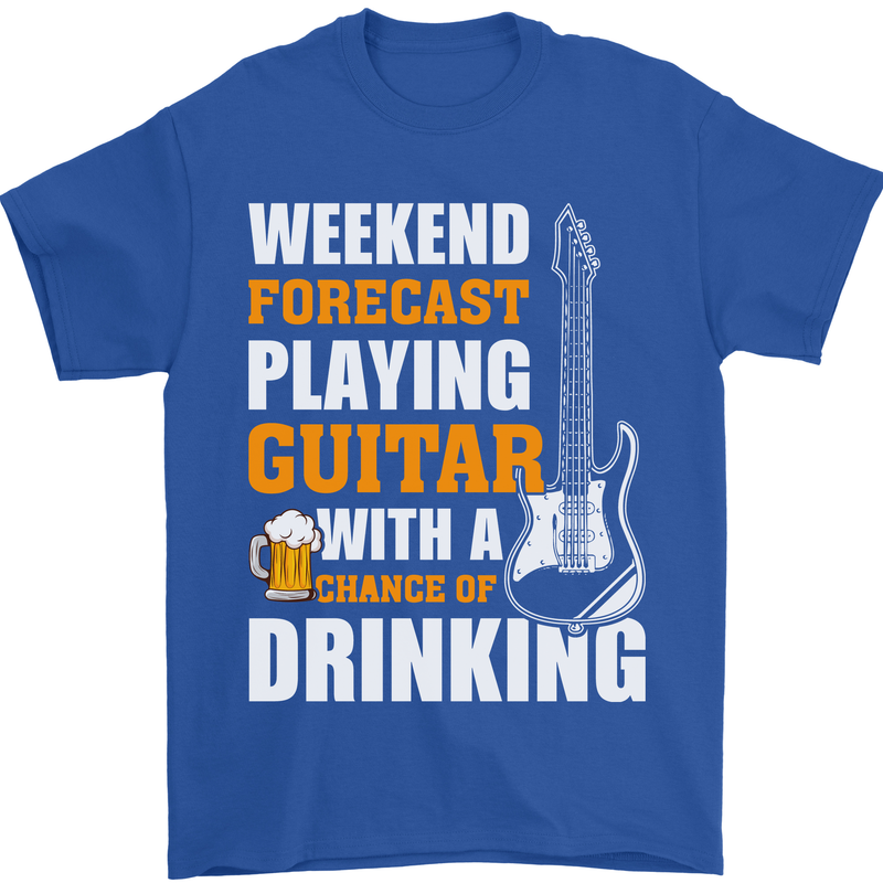 Guitar Forecast Funny Beer Alcohol Mens T-Shirt 100% Cotton Royal Blue