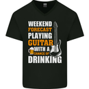 Guitar Forecast Funny Beer Alcohol Mens V-Neck Cotton T-Shirt Black