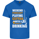 Guitar Forecast Funny Beer Alcohol Mens V-Neck Cotton T-Shirt Royal Blue