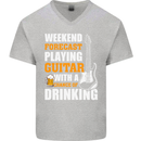 Guitar Forecast Funny Beer Alcohol Mens V-Neck Cotton T-Shirt Sports Grey
