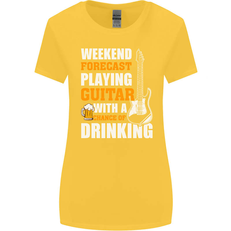 Guitar Forecast Funny Beer Alcohol Womens Wider Cut T-Shirt Yellow