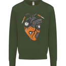 Guitar Heart Guitarist Acoustic Electric Kids Sweatshirt Jumper Forest Green