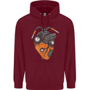 Guitar Heart Guitarist Acoustic Electric Mens 80% Cotton Hoodie Maroon