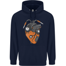 Guitar Heart Guitarist Acoustic Electric Mens 80% Cotton Hoodie Navy Blue