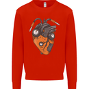 Guitar Heart Guitarist Acoustic Electric Mens Sweatshirt Jumper Bright Red