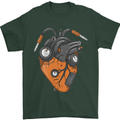 Guitar Heart Guitarist Acoustic Electric Mens T-Shirt Cotton Gildan Forest Green