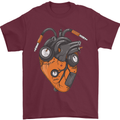 Guitar Heart Guitarist Acoustic Electric Mens T-Shirt Cotton Gildan Maroon