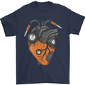 Guitar Heart Guitarist Acoustic Electric Mens T-Shirt Cotton Gildan Navy Blue