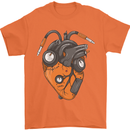 Guitar Heart Guitarist Acoustic Electric Mens T-Shirt Cotton Gildan Orange