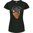 Guitar Heart Guitarist Acoustic Electric Womens Petite Cut T-Shirt Black