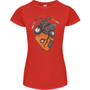 Guitar Heart Guitarist Acoustic Electric Womens Petite Cut T-Shirt Red