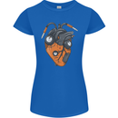 Guitar Heart Guitarist Acoustic Electric Womens Petite Cut T-Shirt Royal Blue