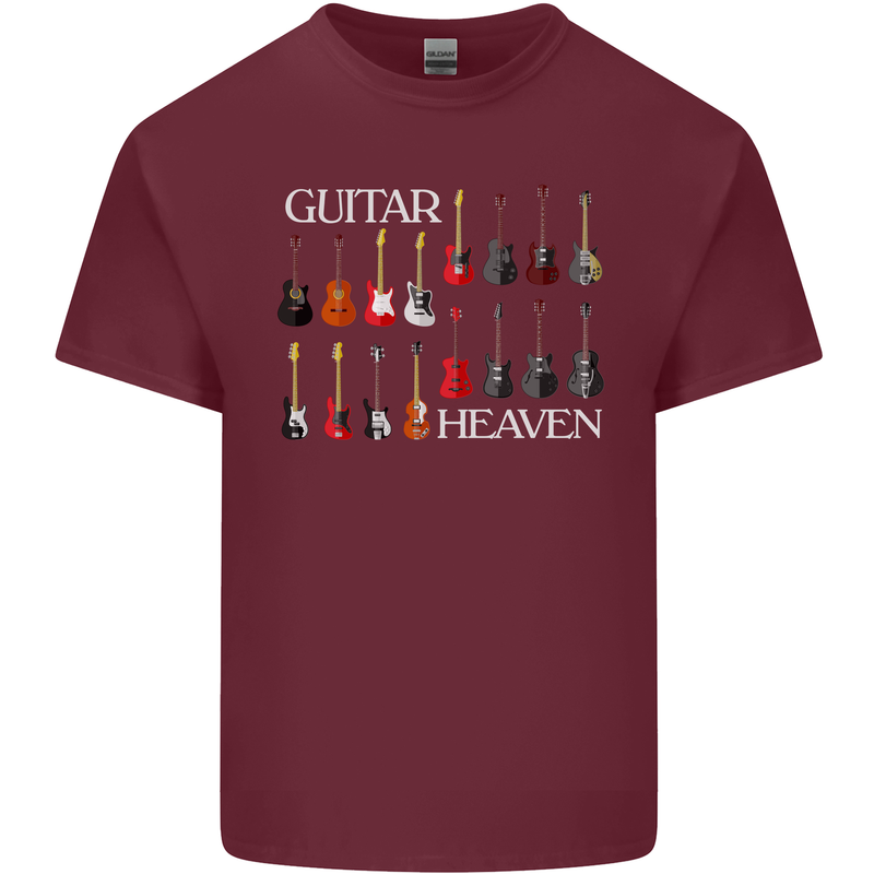 Guitar Heaven Collection Guitarist Acoustic Mens Cotton T-Shirt Tee Top Maroon