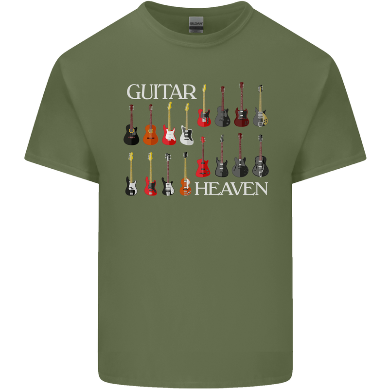 Guitar Heaven Collection Guitarist Acoustic Mens Cotton T-Shirt Tee Top Military Green