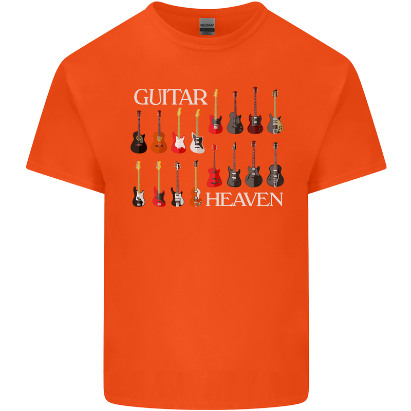 Guitar Heaven Collection Guitarist Acoustic Mens Cotton T-Shirt Tee Top Orange