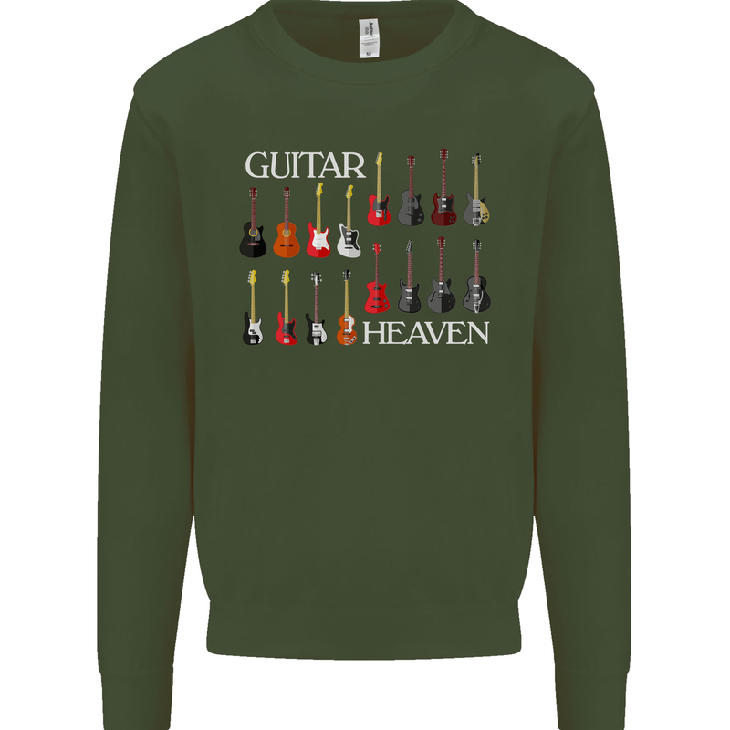 Guitar Heaven Collection Guitarist Acoustic Mens Sweatshirt Jumper Forest Green