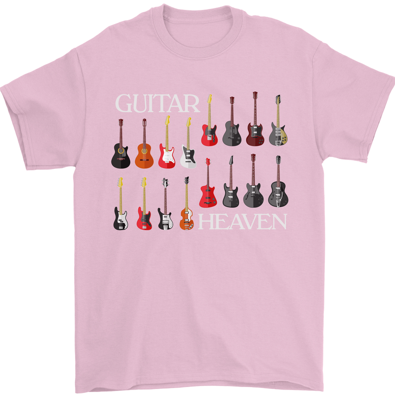 Guitar Heaven Collection Guitarist Acoustic Mens T-Shirt Cotton Gildan Light Pink