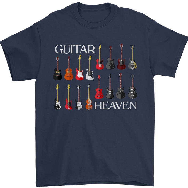 Guitar Heaven Collection Guitarist Acoustic Mens T-Shirt Cotton Gildan Navy Blue