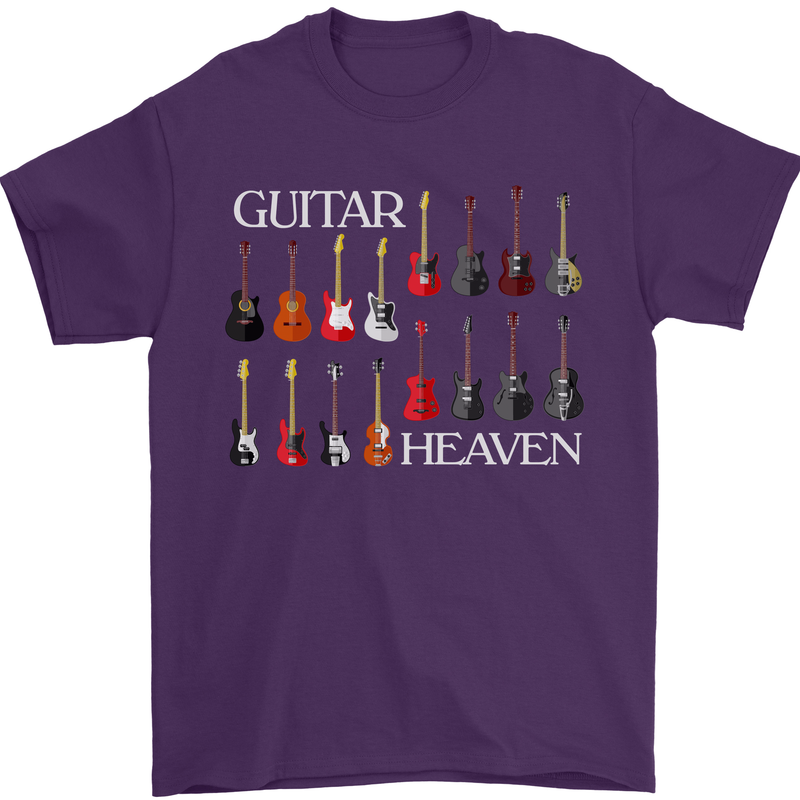 Guitar Heaven Collection Guitarist Acoustic Mens T-Shirt Cotton Gildan Purple