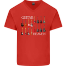 Guitar Heaven Collection Guitarist Acoustic Mens V-Neck Cotton T-Shirt Red