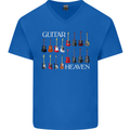 Guitar Heaven Collection Guitarist Acoustic Mens V-Neck Cotton T-Shirt Royal Blue