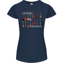 Guitar Heaven Collection Guitarist Acoustic Womens Petite Cut T-Shirt Navy Blue
