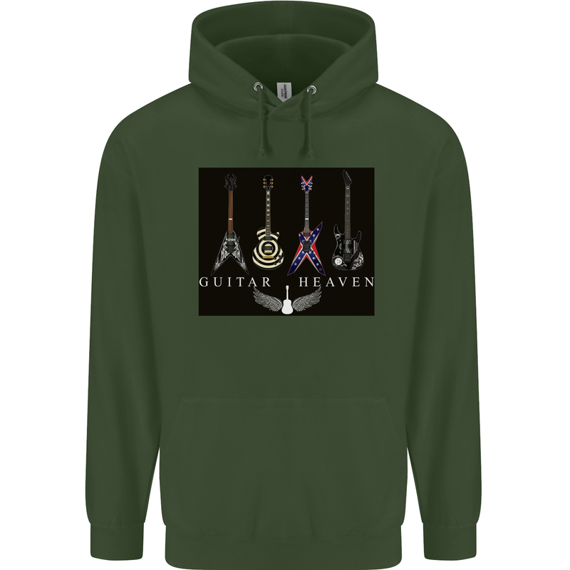Guitar Heaven Guitarist Electric Acoustic Childrens Kids Hoodie Forest Green