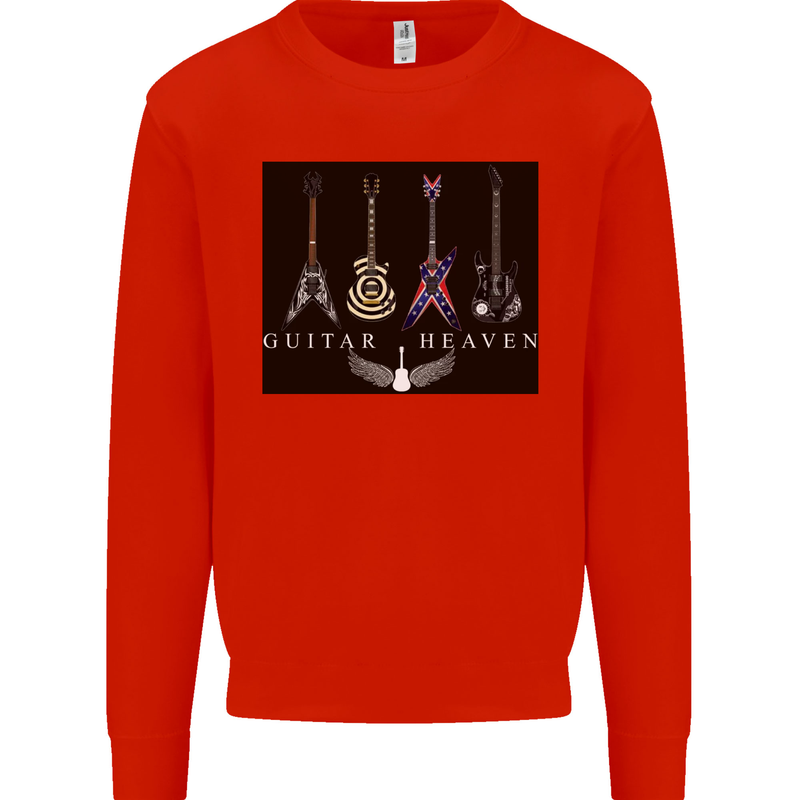 Guitar Heaven Guitarist Electric Acoustic Kids Sweatshirt Jumper Bright Red