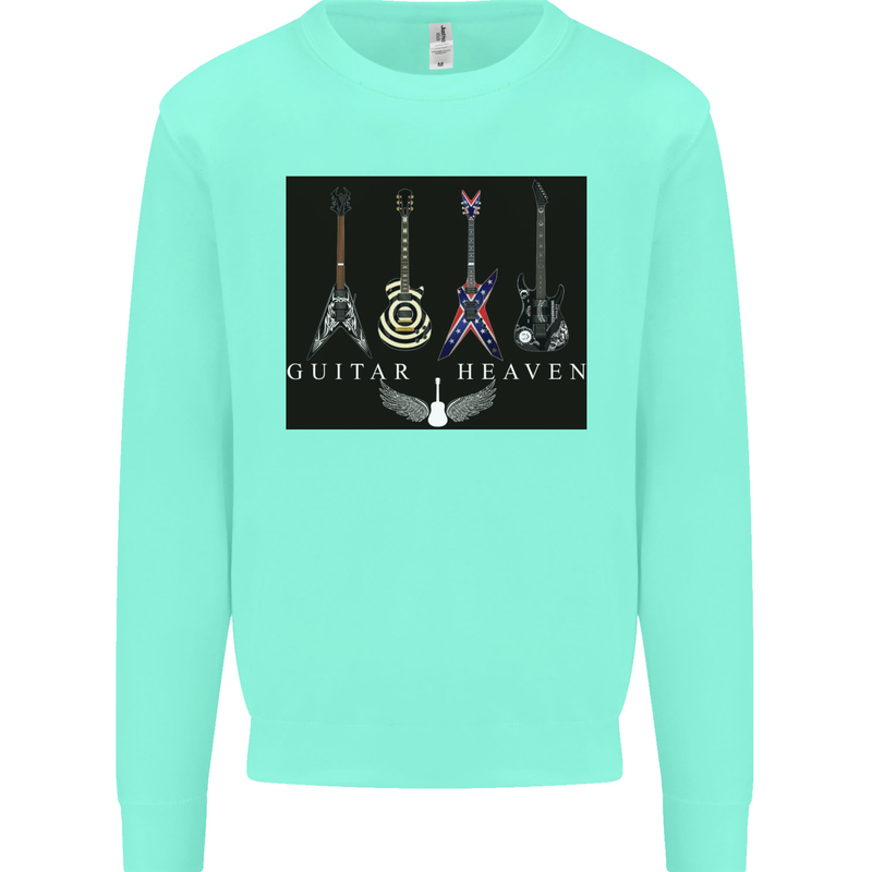 Guitar Heaven Guitarist Electric Acoustic Kids Sweatshirt Jumper Peppermint