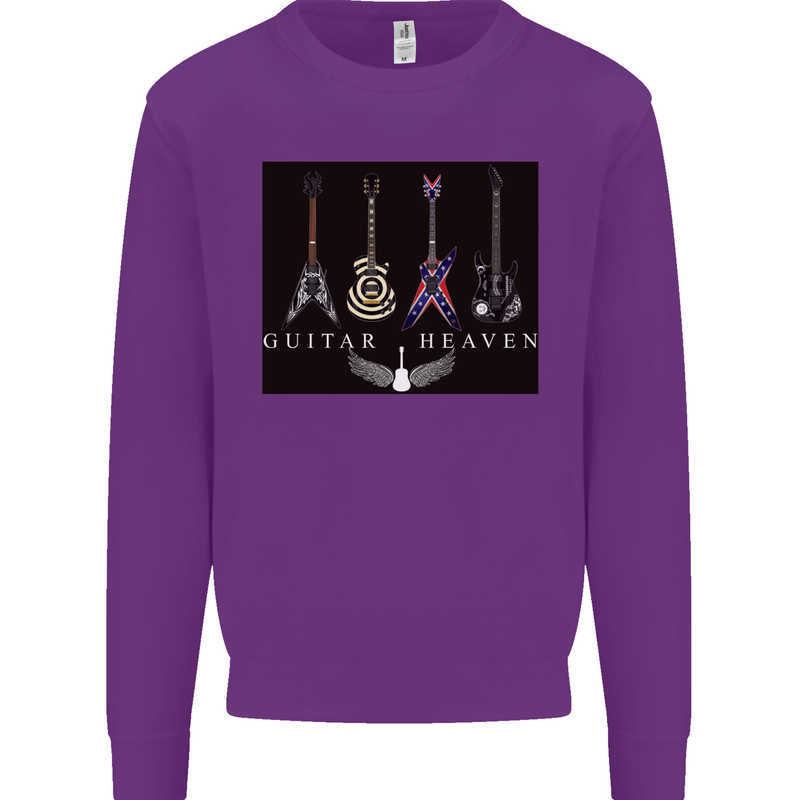 Guitar Heaven Guitarist Electric Acoustic Kids Sweatshirt Jumper Purple